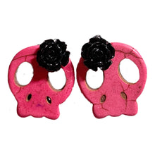 Load image into Gallery viewer, Howlite SugarSkull Earrings
