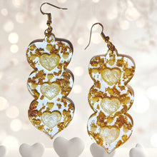Load image into Gallery viewer, Heart to Heart Stack Resin Earrings-Clear Gold
