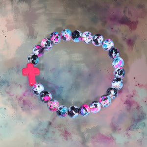 Cross Stretch Bracelet - Paint Splash