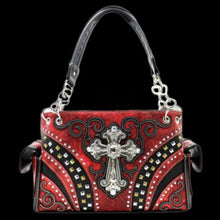 Load image into Gallery viewer, Western Studded Rhinestone Cross Shoulder Bag-RED
