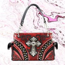 Load image into Gallery viewer, Western Studded Rhinestone Cross Shoulder Bag-RED
