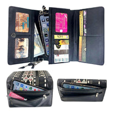 Load image into Gallery viewer, Leather and Rhinestone Cross Wallet-PRPL
