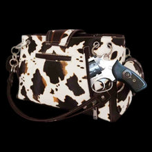 Load image into Gallery viewer, Western Cowprint Shoulder Bag-BLK
