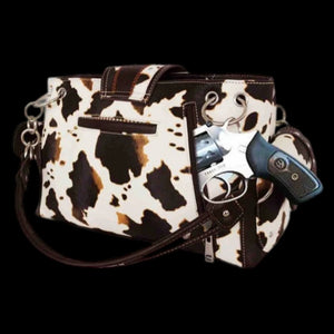 Western Cowprint Shoulder Bag-BLK