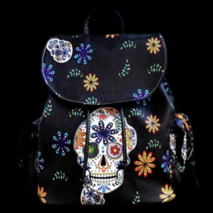 Sugar Skull Backpack-BLK