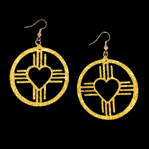 New Mexico Heart Zia Circle Earrings-Color Options