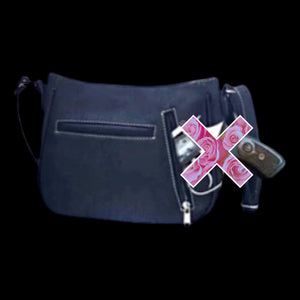 Bolso tipo mensajero con concho y detalles en negro