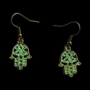 Patina Hamsa Hand Earrings