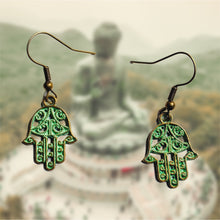Load image into Gallery viewer, Patina Hamsa Hand Earrings
