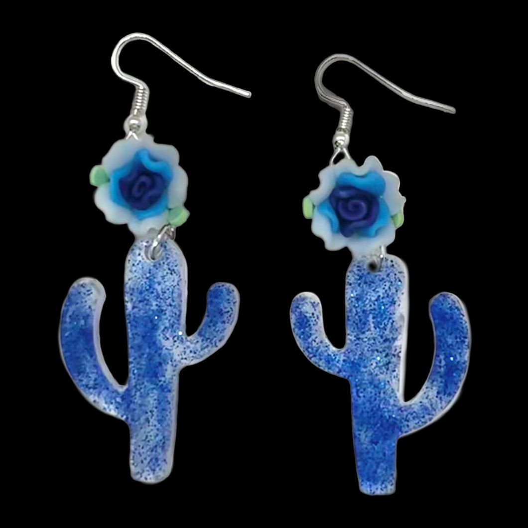 Cactus Blossom Dangle Earrings-Blu