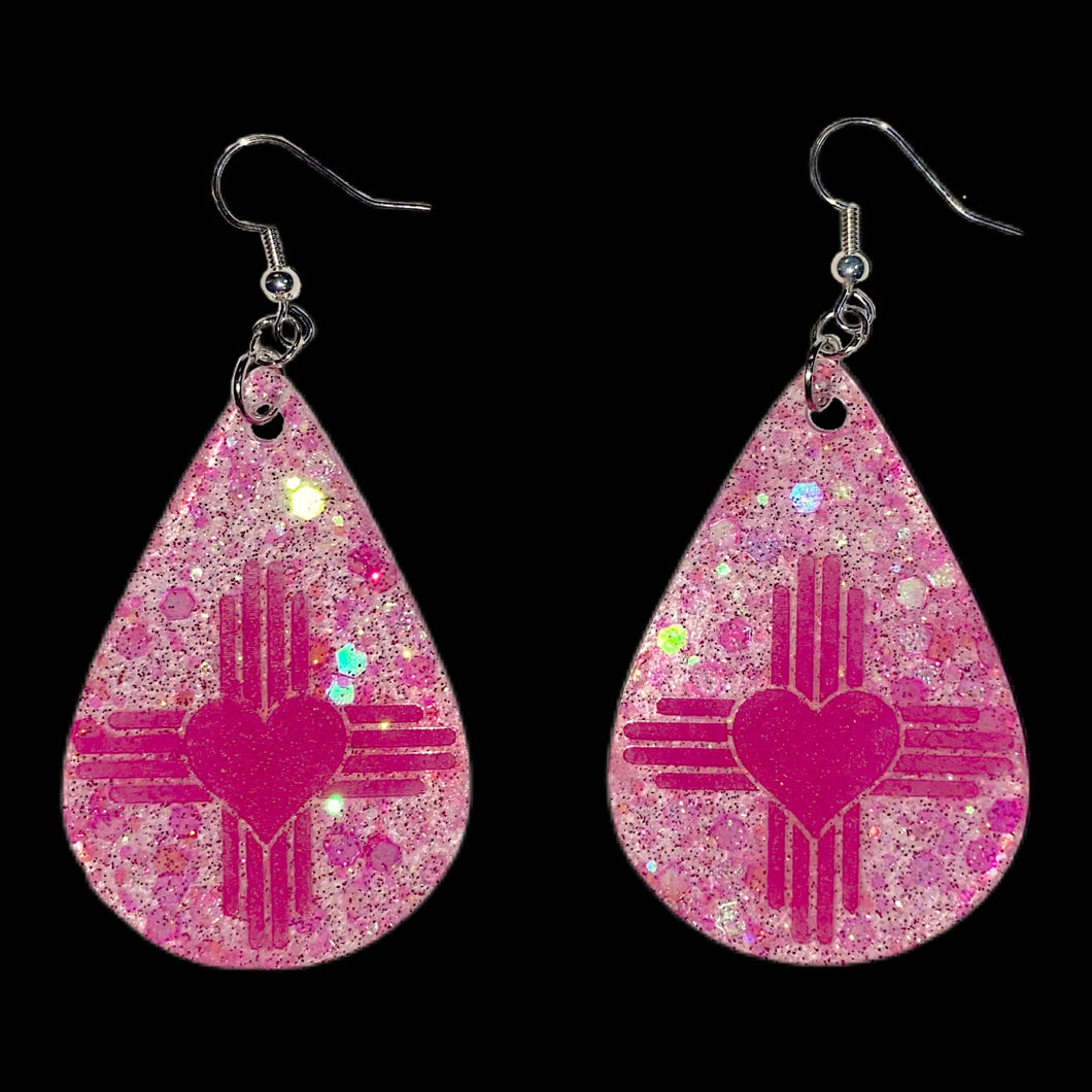 New Mexico Heart-Zia Teardrop Earrings