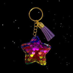 Star Keychain-Multicolor w/Purple Tassel