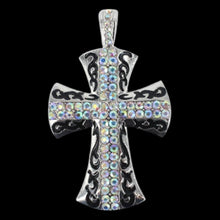 Load image into Gallery viewer, Fancy Black and Silver Cross Magnetic Pendant
