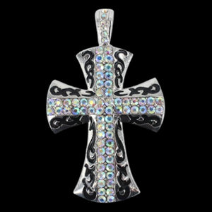 Fancy Black and Silver Cross Magnetic Pendant