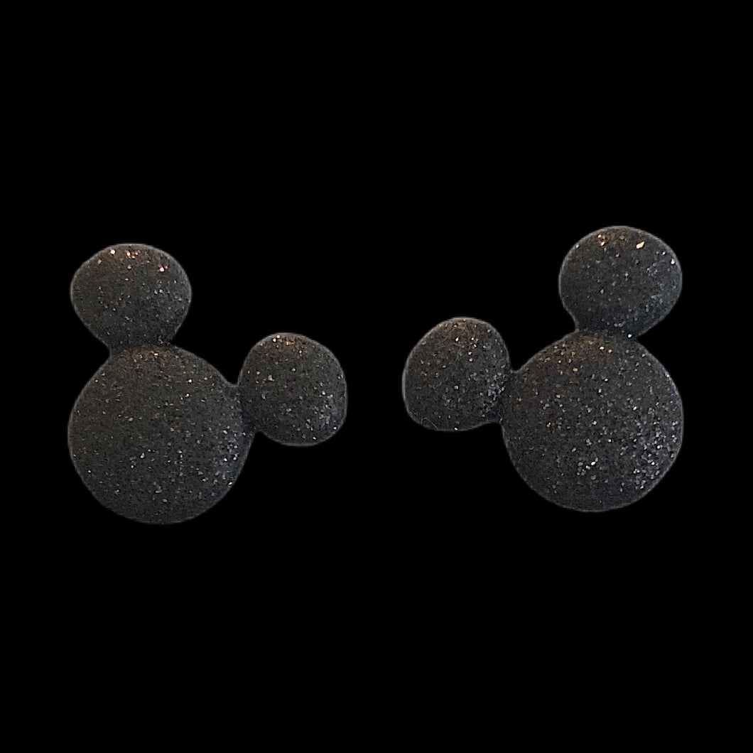 Mickey Mouse Black Glitter Earrings