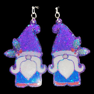 Gnome Holly Earrings-PurpBlu