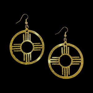 New Mexico Zia Circle Earrings-Gold