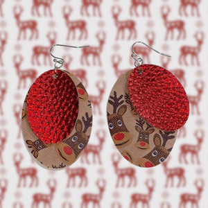 FL Rudolph Oval Earrings-RedBrn