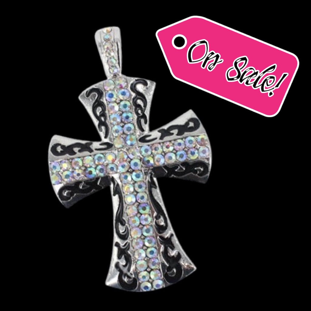 Fancy Black and Silver Cross Magnetic Pendant