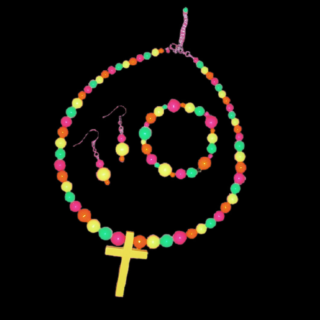 Vibrant Colors and Cross Kids Jewelry Set