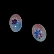 Load image into Gallery viewer, Patriotic Star Oval Earrings-WhtM
