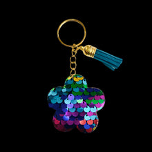 Load image into Gallery viewer, Flower Keychain-Multicolr w/BlueGreen Tassel
