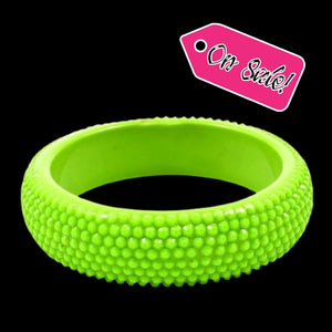 Bangle Bracelet-Lime Green Bling