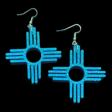 Load image into Gallery viewer, New Mexico Zia Symbol Earrings-Turq
