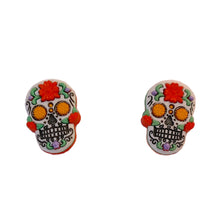 Load image into Gallery viewer, Sugar Skull Red Earrings
