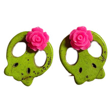 Load image into Gallery viewer, Howlite SugarSkull Earrings
