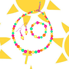 Load image into Gallery viewer, Vibrant Colors and Cross Kids Jewelry Set
