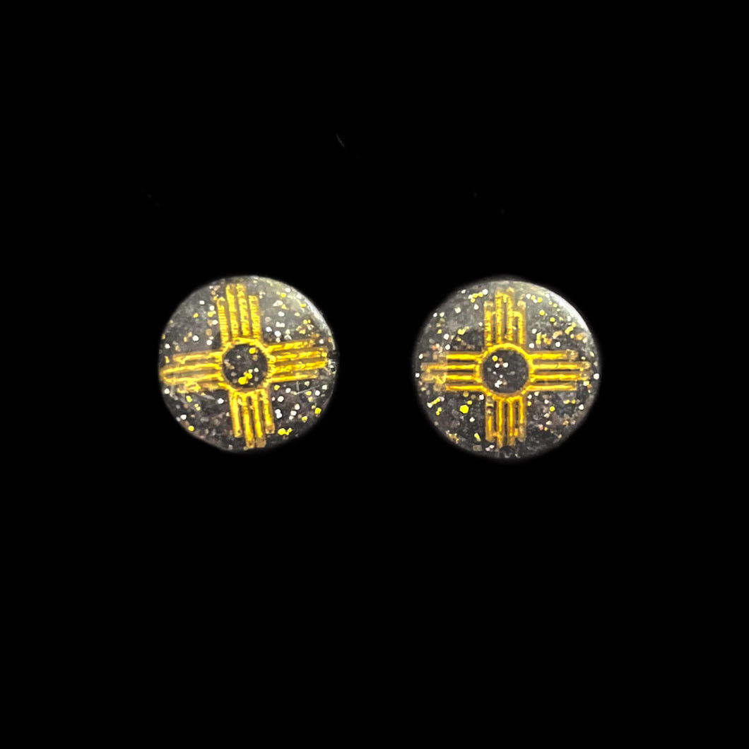 Zia Round Earrings-Small BlkGld