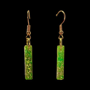 Linear Dangle Earrings-Green Gold