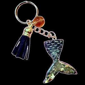 Mermaid Keychain-Blk n Gold