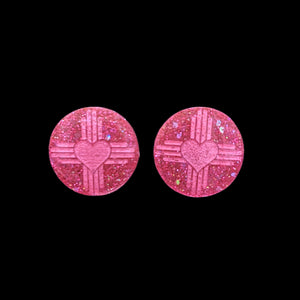 ZiaHeart Round Earrings-HPPink