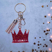 Load image into Gallery viewer, Pointed Crown Keychain/Zipper Pull-Red Grey
