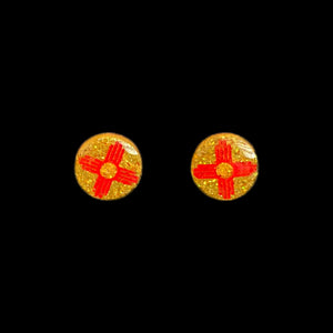 Zia Round Earrings-Small YellowRed