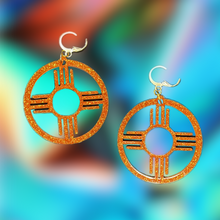 Load image into Gallery viewer, New Mexico Zia Circle Earrings-GltrOrgGd
