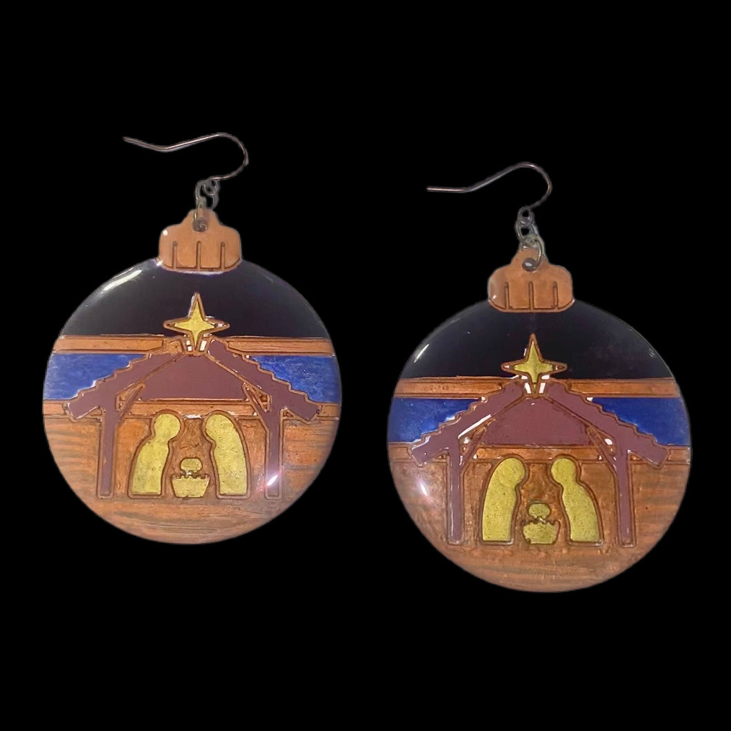 Nativity Earrings-BlkBluBrn