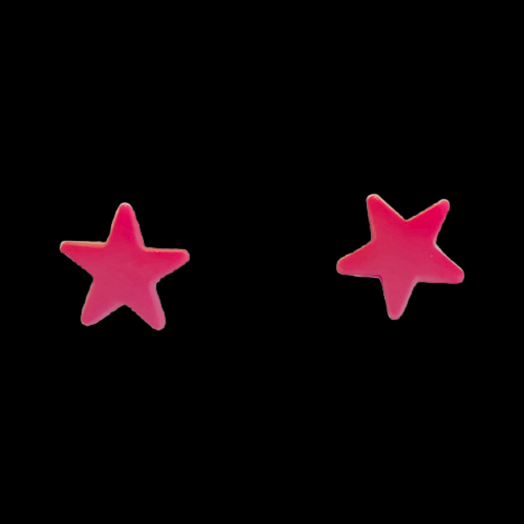 Star Earrings in Hot Pink