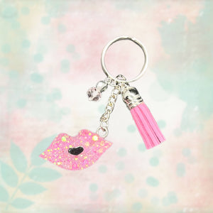 Keychain w/Tassel-Lips PkGltrPk