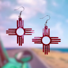 Load image into Gallery viewer, New Mexico Zia Symbol Earrings-Red
