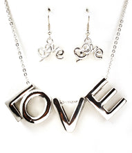 Load image into Gallery viewer, Silver “Love” Necklace and Earrings Set

