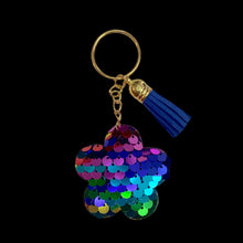 Load image into Gallery viewer, Flower Keychain- Multicolor w/Blue Tassel
