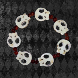 Ivory Skull and Wood Flat Bracelet (for Men)