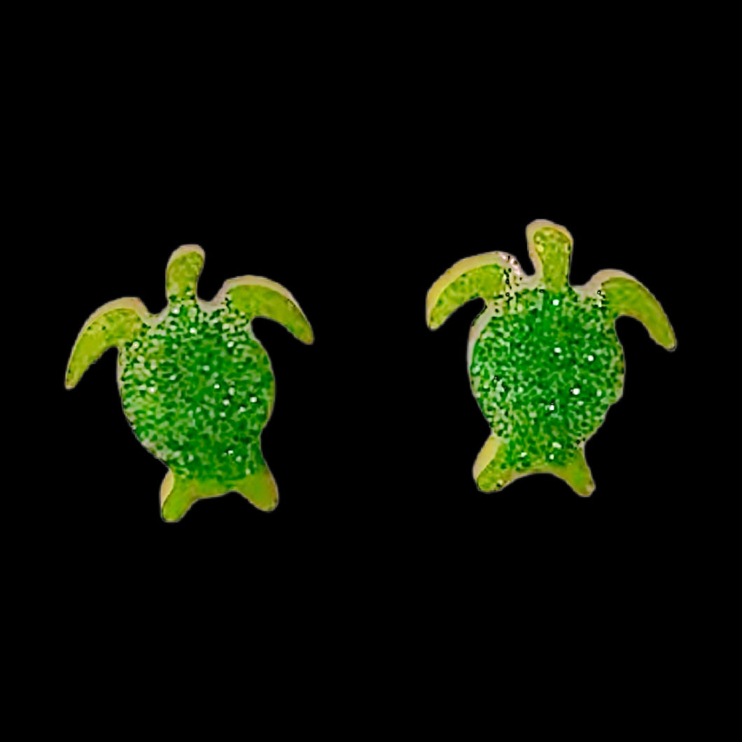 Turtle Earrings-GlitterGreen