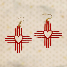 Load image into Gallery viewer, New Mexico Zia with Heart Earrings
