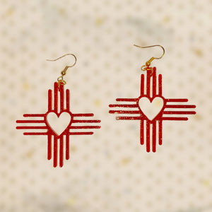 New Mexico Zia with Heart Earrings