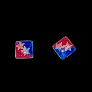 Patriotic 2Star Square Earrings