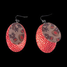 Load image into Gallery viewer, FL Rudolph Oval Earrings-BrnRed
